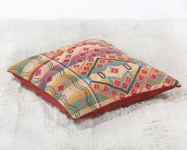 PIL245 - Red & Grass Green Tribal Floor Pillow