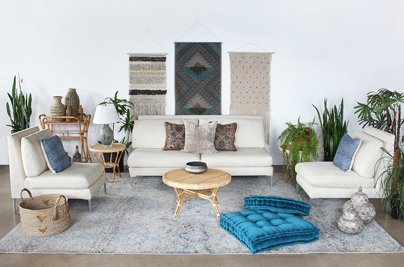 PIL246 - Blue & Khaki Tribal Pillow