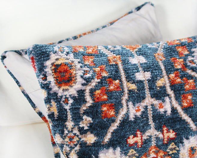 PIL250 - Teal & Orange Woven Tribal Pillow