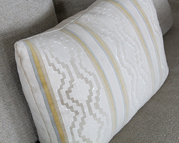 PIL260 - Saffron And Grey Vertical Striped Kidney Pillow