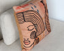 PIL262 - Terracotta And Multi Abstract Face Pillow