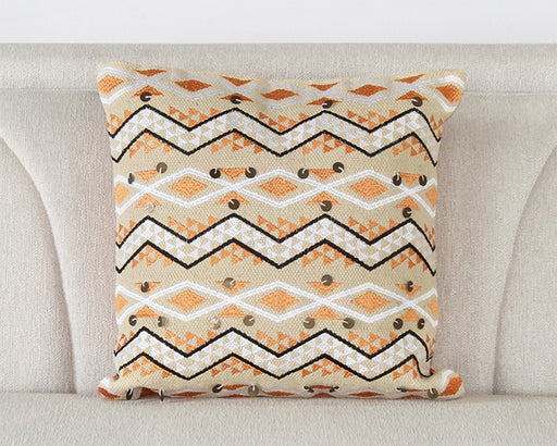 PIL263 - Orange And Ivory Zig Zag Pillow 