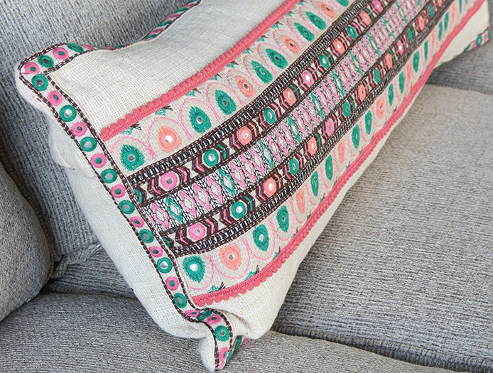 PIL264 - Pink And Green Boho Pillow