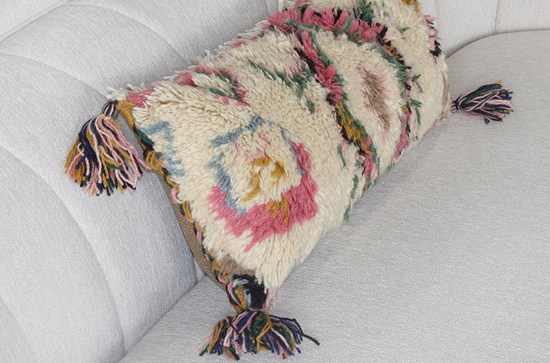 PIL268 - Pink Tribal Pillow With Fringe