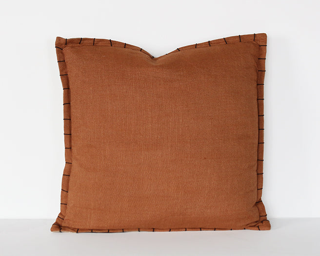 Rust Pillow With Black Stitched Edge