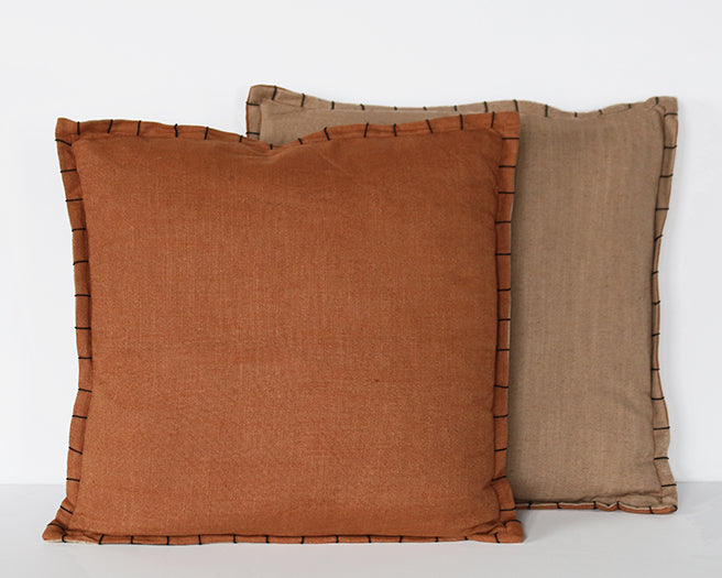 Rust Pillow With Black Stitched Edge