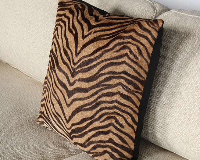 Printed Zebra Pattern On Hide Pillow