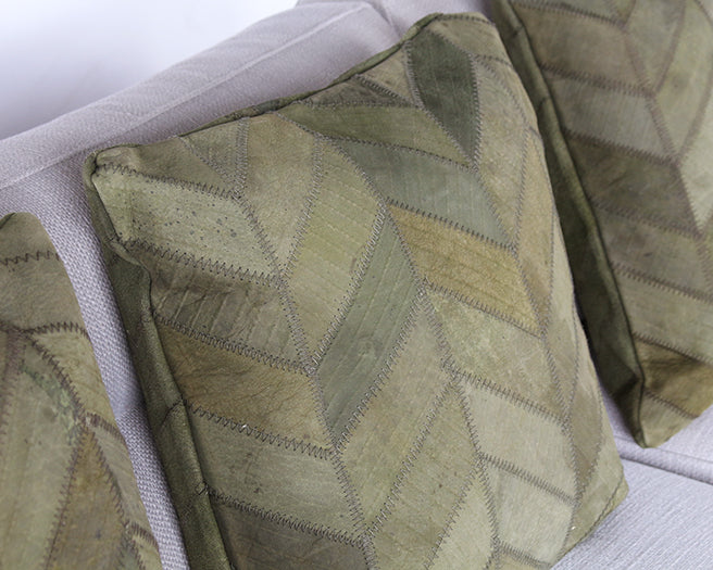 Fern Green Suede Chevron Pillow