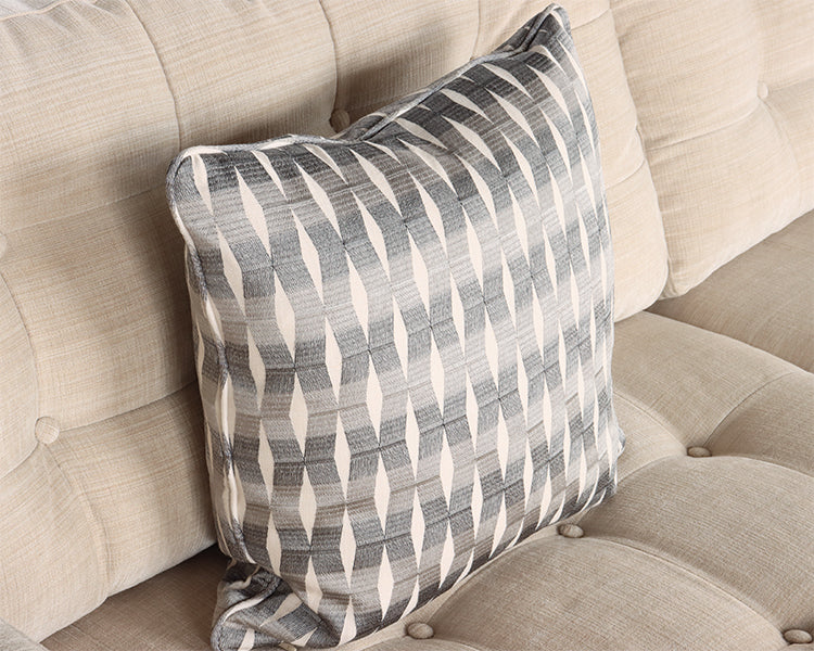 Silver & Cream Geometric Pattern Pillow