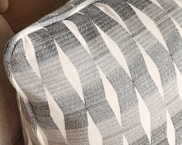 Silver & Cream Geometric Pattern Pillow