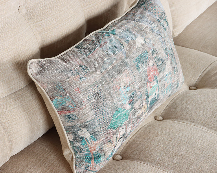 Muted Ancient City Scene Pillow - Cleared