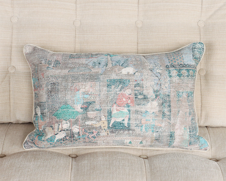 Muted Ancient City Scene Pillow - Cleared
