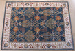 RUG253 9' x 12' Traditional Indian Indigo and Dark Ivory Hand-tufted Wool Rug