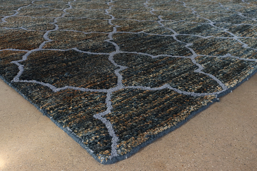 8' x 11' Faded Denim Blue Moroccan Pattern Rug