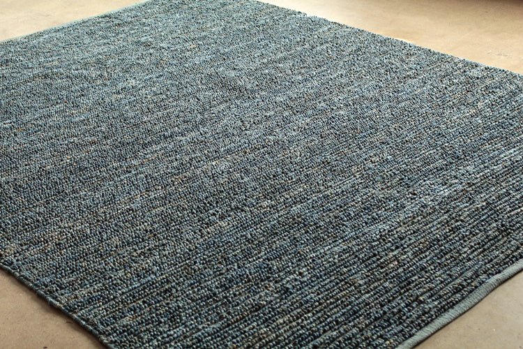 RUG280 8' x 10' Blue-Gray Handwoven Hemp Rug 