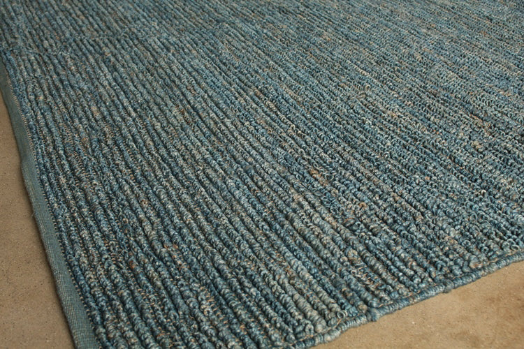 RUG280 8' x 10' Blue-Gray Handwoven Hemp Rug 