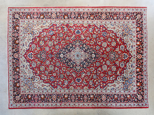 RUG300 10'2 x 13'7 Red and Blue Najafabad Persian Rug circa 1965