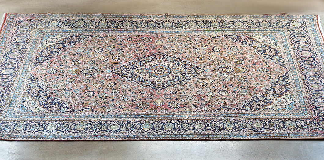 9'3" x 13'4" Pale Blue and Rose Najafabad Persian Rug Circa 1965