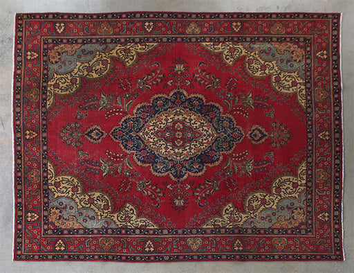 RUG307 9'7 x 12'7 Wine Red Tabriz Persian Rug Circa 1965