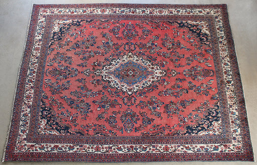 RUG308 10'5 x 13'2 Pale Red Hamedan Persian Rug Circa 1965