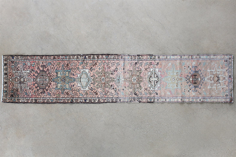 RUG309 2' x 10' Salmon Karajeh Persian Runner Circa 1965