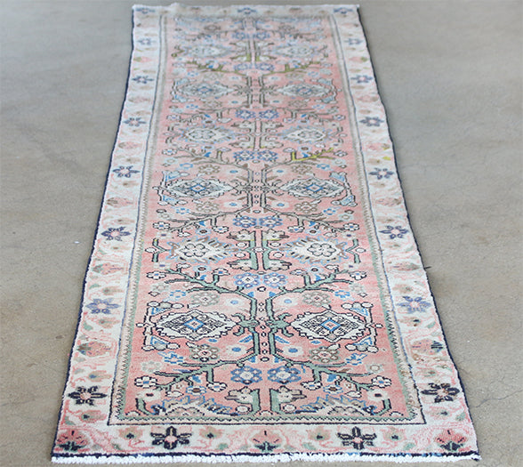RUG311 2'10 x 10' Salmon Mahallat Persian Runner Circa 1965