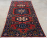 RUG312 3'8 x 10'2 Red and Blue Azerbaijani Persian Runner Circa 1965