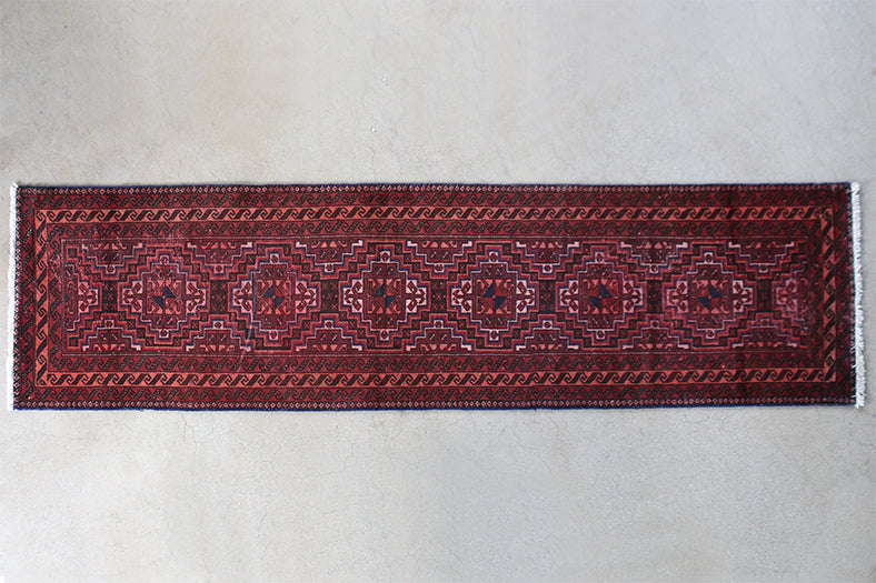 RUG313 2'9 x 10'4 Brick Red Turkmen Persian Runner Circa 1965