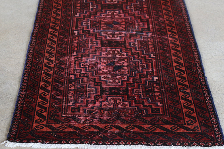 RUG313 2'9 x 10'4 Brick Red Turkmen Persian Runner Circa 1965