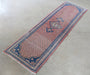 RUG314 2'5 x 8'2 Salmon and Blue Hamadan Persian Runner 