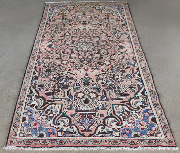 RUG316 3'8 x 8'4 Rose Hamadan Persian Runner Circa 1965