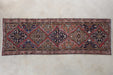 RUG318 3'2 x 9'4 Salmon, Rose and Blue Hamadan Persian Runner Circa 1965