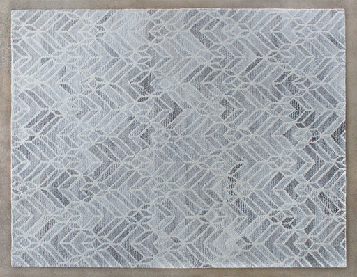 RUG350 - 8 x 10 Warm Gray Taupe Wool Chevron Patterned Rug 