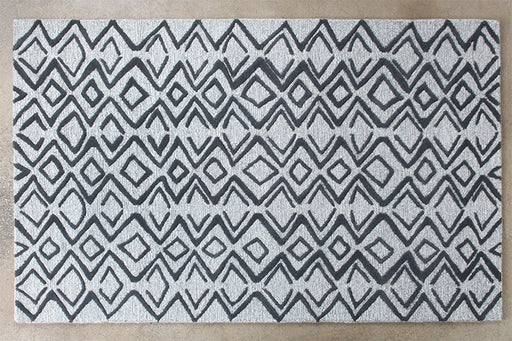 RUG352 - 5' x 8' Gray/Taupe Wool & Cotton Diamond Patterned Rug
