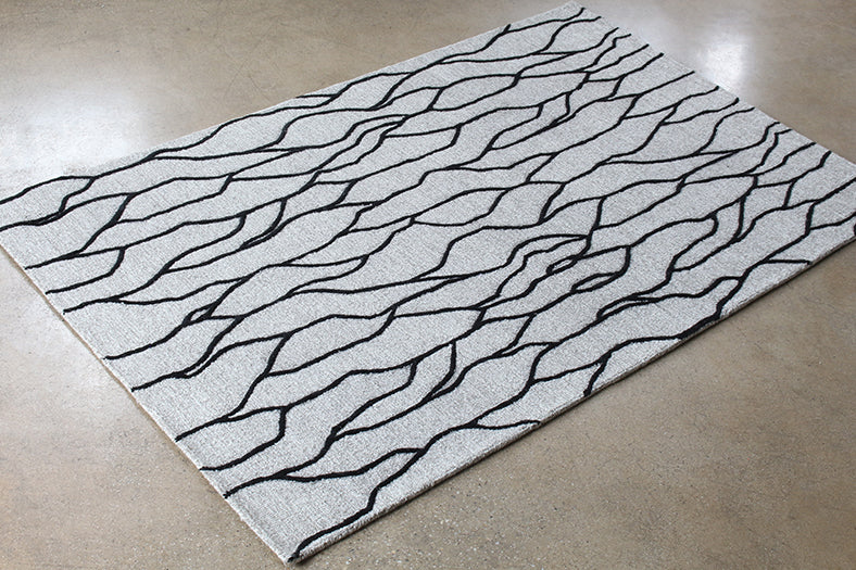 RUG353 - 5 x 8 Ink/Taupe Natural Wool Fiber & Cotton Rug