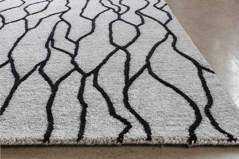 RUG353 - 5 x 8 Ink/Taupe Natural Wool Fiber & Cotton Rug