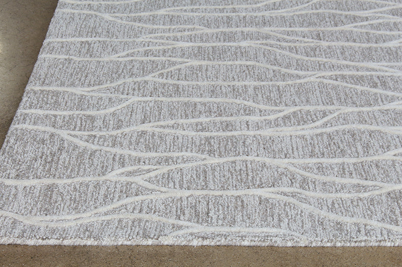 RUG354 - 8 x 11 Ivory Gray Heathered Geometric Patterned Rug