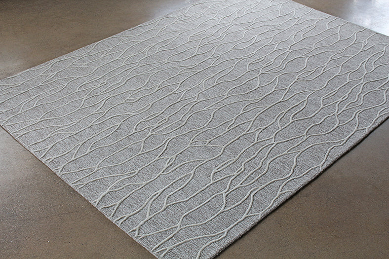RUG354 - 8 x 11 Ivory Gray Heathered Geometric Patterned Rug