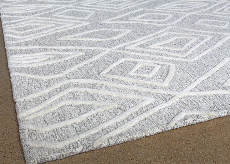 RUG355 - 8 x 11 Ivory Natural Wool & Cotton Patterned Rug