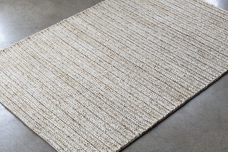 RUG369 - 5' x 8' Ivory Handwoven Jute & Cotton Rug