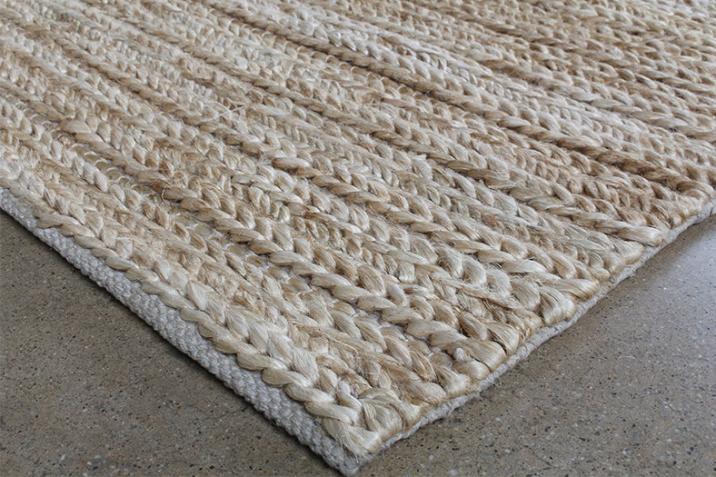 RUG369 - 5' x 8' Ivory Handwoven Jute & Cotton Rug