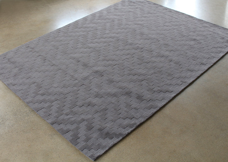 RUG370 - 8' x 11' Stone 100% Wool Geometric Patterned Rug
