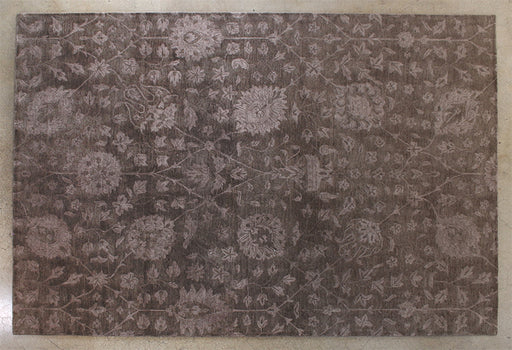 RUG379 - 9 x13 Mocha Floral Wool Rug 