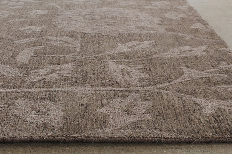 RUG379 - 9 x13 Mocha Floral Wool Rug 