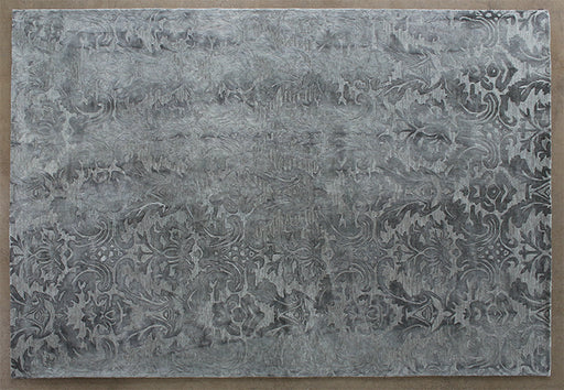 RUG392 - 9 x13 Charcoal Damask Patterned Rug 
