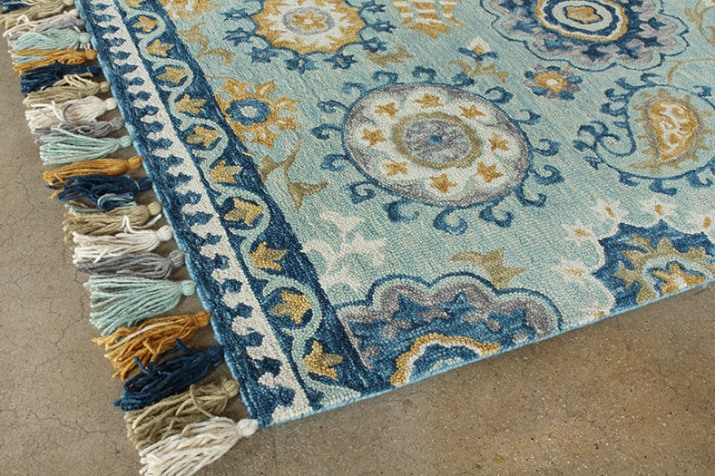 7' 9" X 9' 9" Multi-Color Paisley Wool Rug