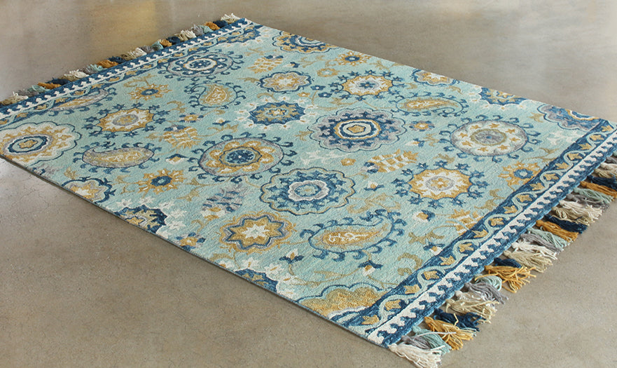 7' 9" X 9' 9" Multi-Color Paisley Wool Rug