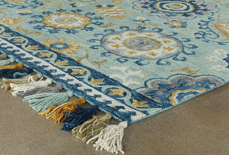 7' 9" X 9' 9" Multi-Color Paisley Wool Rug