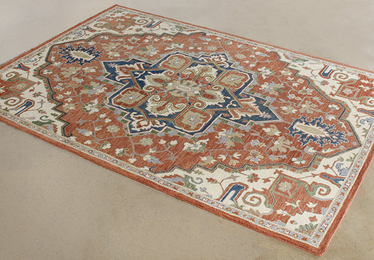 9' 3" X 13' Natural Tone With Blue Accent Rug