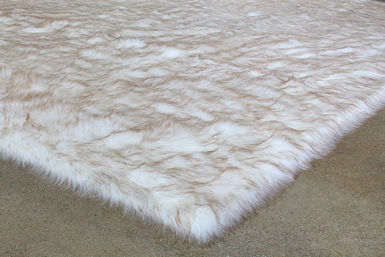 RUG422 -  7'10 X 10' Ivory And Beige Faux Fur Rug 